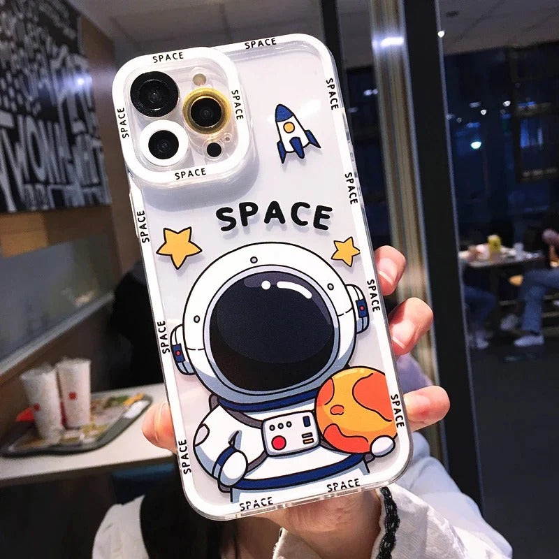 Cute Cartoon Astronaut Clear Soft iPhone Case