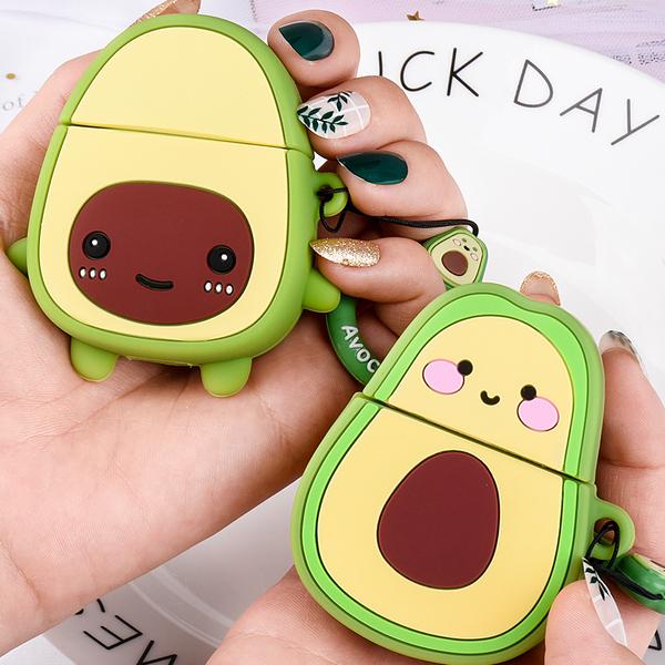Cartoon Avocado with Ring Lanyard AirPods Case