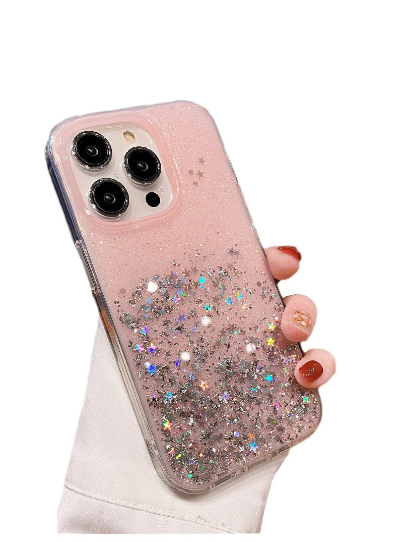 Glitter Bling Sparkling Star Clear Soft iPhone Case