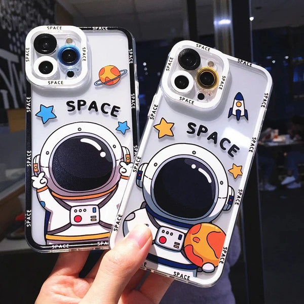 Cute Cartoon Astronaut Clear Soft iPhone Case