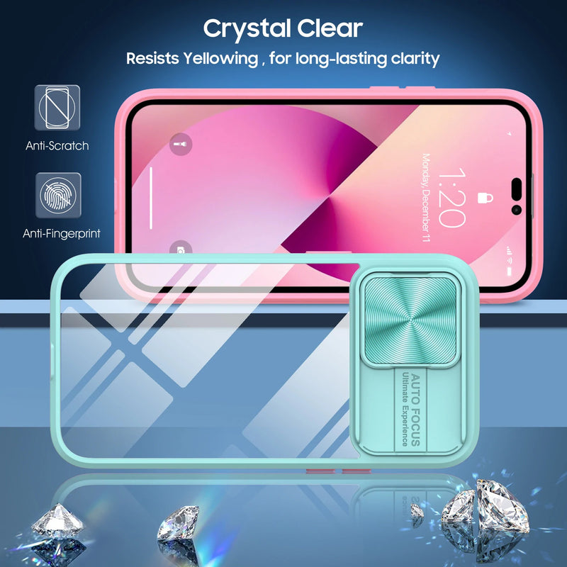 Colorful Slide Lens Camera Cover Protection Clear Soft iPhone Case