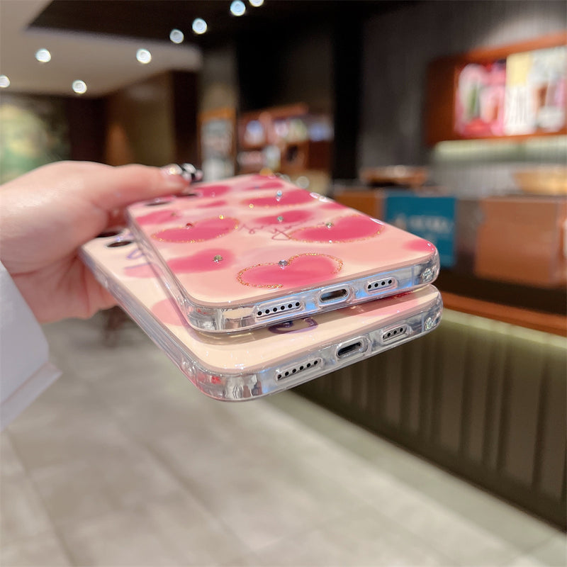 Blue-ray Love Heart Diamend Shockproof Soft iPhone Case