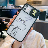 Cute Dinosaur Camera Lens Protective Matte Couple Matching Soft Phone Case Back Cover for iPhone