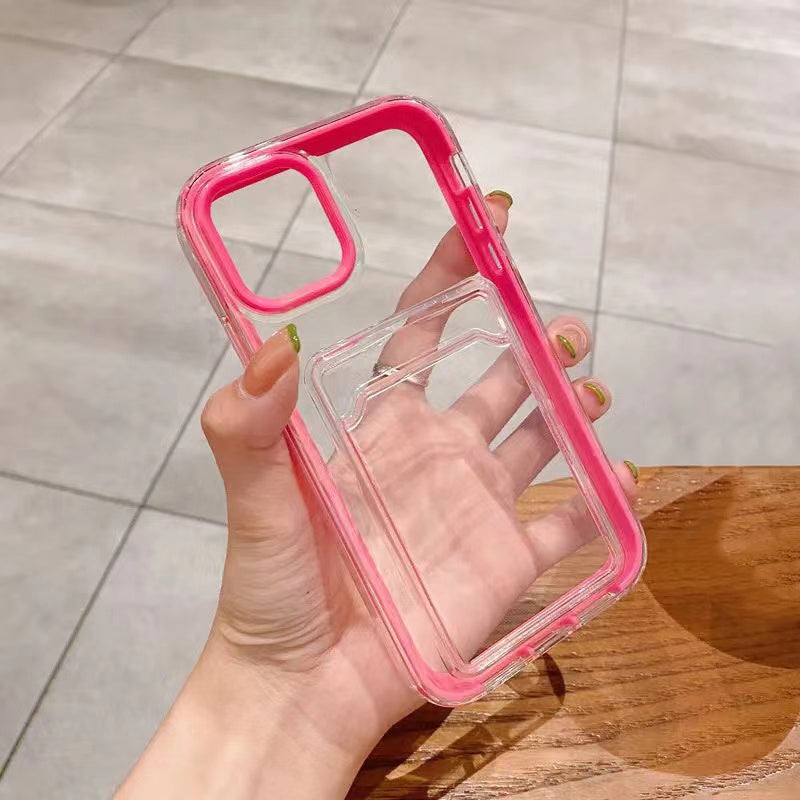 Candy Color Card Holder Shockproof Clear Soft iPhone Case