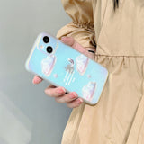 Electroplated Cloud Love Heart Colorful Soft iPhone Case