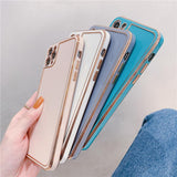 Luxury Solid Color Electroplating Soft Phone Case Back Cover for iPhone