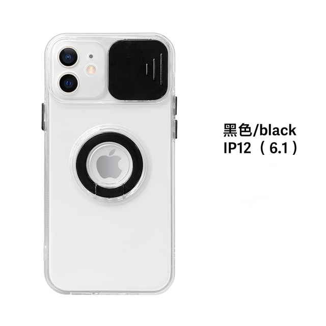 Candy Color Ring Holder Slide Lens Camera Protection Clear Soft Phone Case Back Cover for iPhone