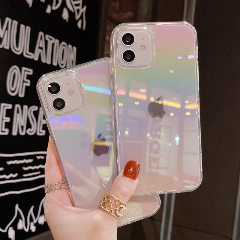 Cute Gradient Laser Clear Soft iPhone Case