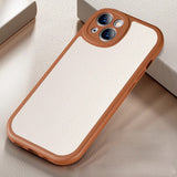 Solid Color Frame Edge PU Leather Soft iPhone Case