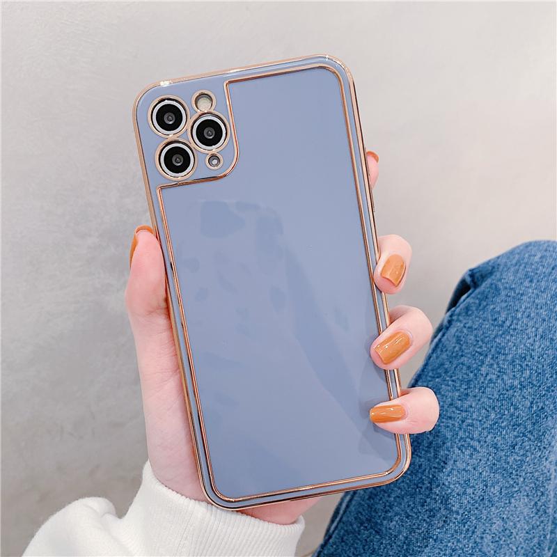Luxury Solid Color Electroplating Soft Phone Case Back Cover for iPhone