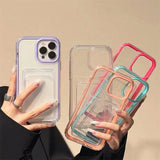 Candy Color Card Holder Shockproof Clear Soft iPhone Case
