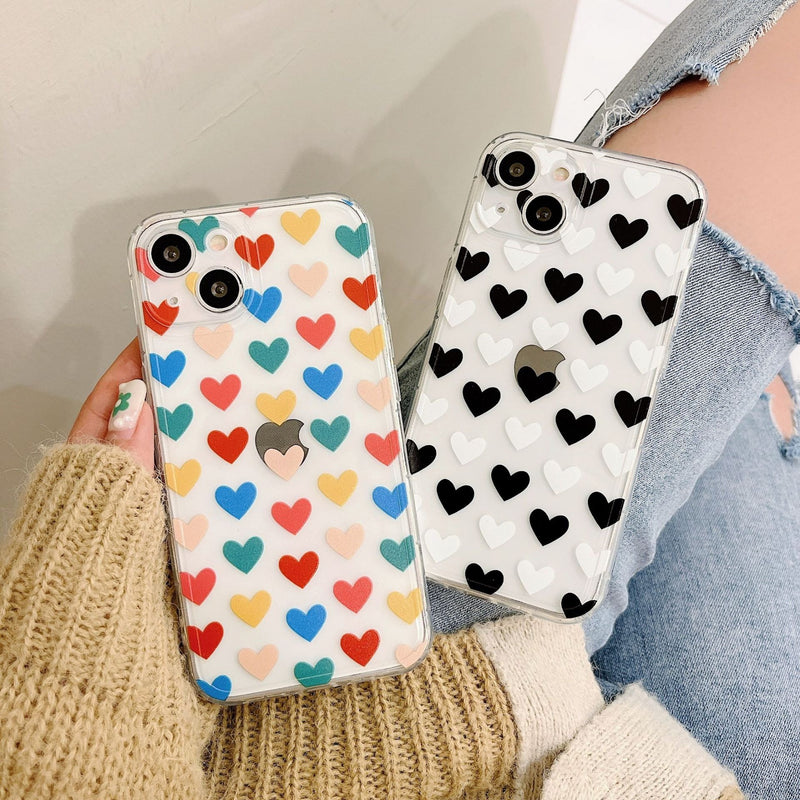 Cute Love Heart Clear Soft iPhone Case