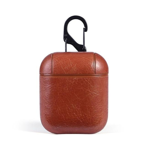 Vintage Matte Leather Storage Bag with Hook AirPods Case