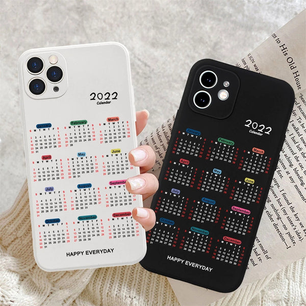 Candy Color Calendar 2022 Soft Phone Case Back Cover for iPhone
