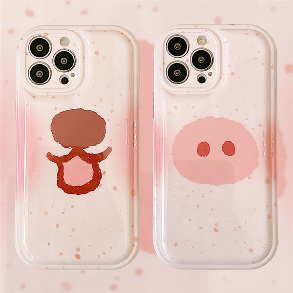 Pig And Dog Nose Painting Shockproof Clear Soft iPhone Case