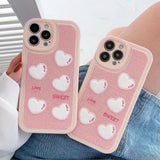 Cute Embroidery Love Heart Soft iPhone Case