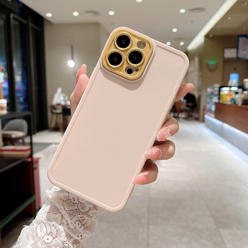 Candy Color Plating Camera Lens Protection Soft iPhone Case