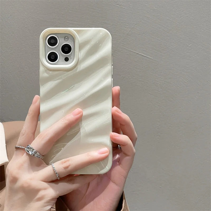Solid Color Wrinkle Pattern Soft iPhone Case