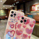 Blue-ray Love Heart Diamend Shockproof Soft iPhone Case