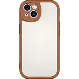 Solid Color Frame Edge PU Leather Soft iPhone Case