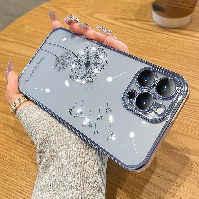 Plating Dandelion Flower Floral Frame Clear Soft iPhone Case