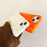 Solid Color Grid Weave Soft iPhone Case