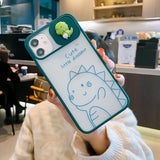 Cute Dinosaur Camera Lens Protective Matte Couple Matching Soft Phone Case Back Cover for iPhone