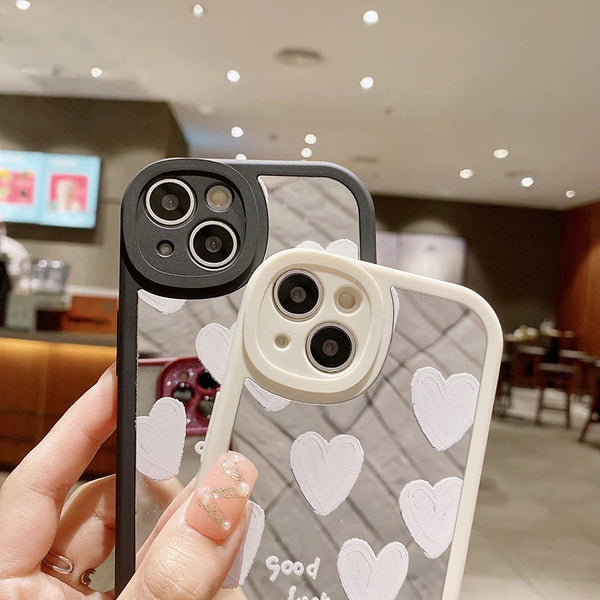 Cute Oil Painting Love Heart Mirror Soft iPhone Case