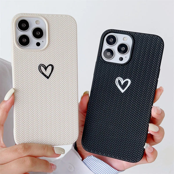 Weave Pattern Love Heart Soft iPhone Case