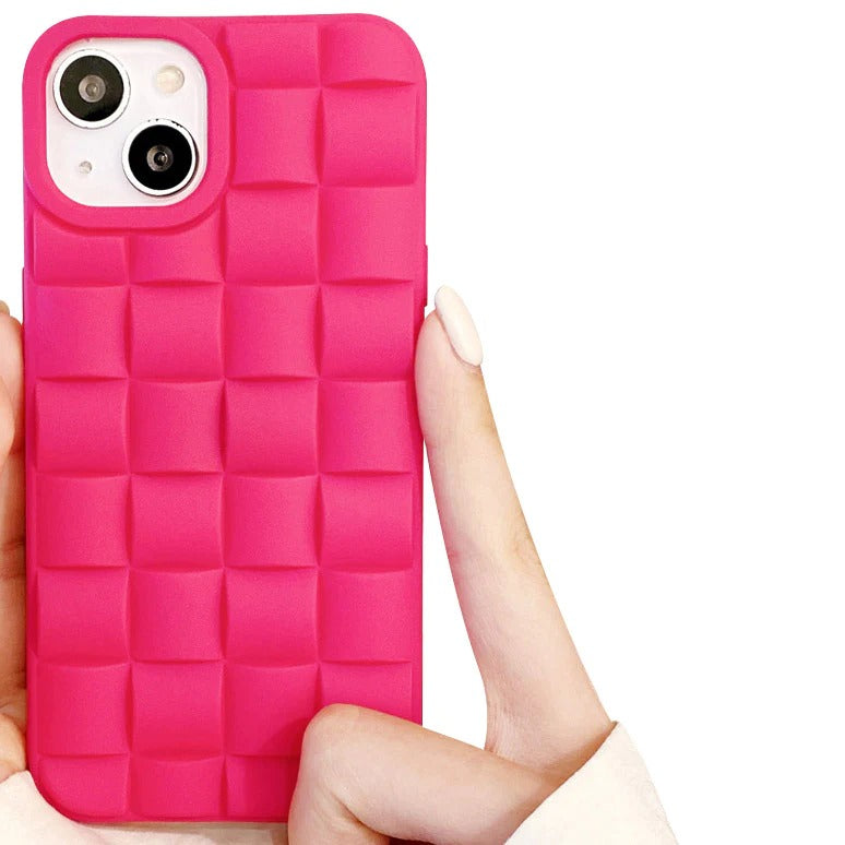 Solid Color Grid Weave Soft iPhone Case