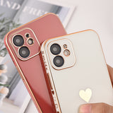 Cute Plating Love Heart Camera Lens Protection Silicone Soft iPhone Case