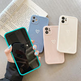 Love Heart Candy Color Soft Phone Case Back Cover for iPhone