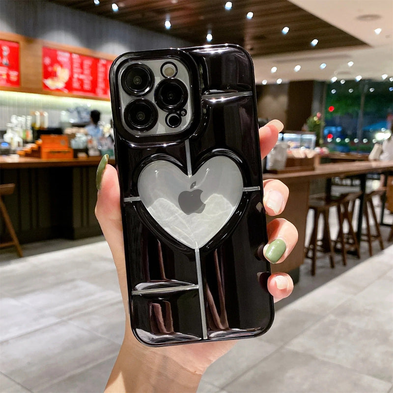 Electroplating 3D Hollow Love Heart Soft iPhone Case