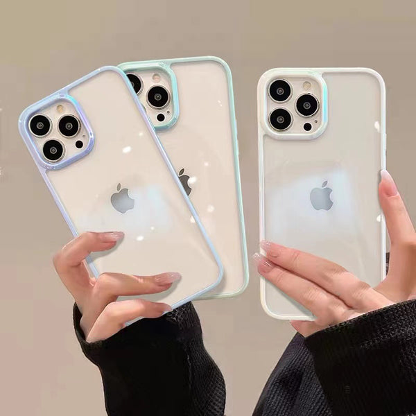 Cute Gradient Laser Frame Clear Soft iPhone Case