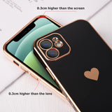 Cute Plating Love Heart Camera Lens Protection Silicone Soft iPhone Case