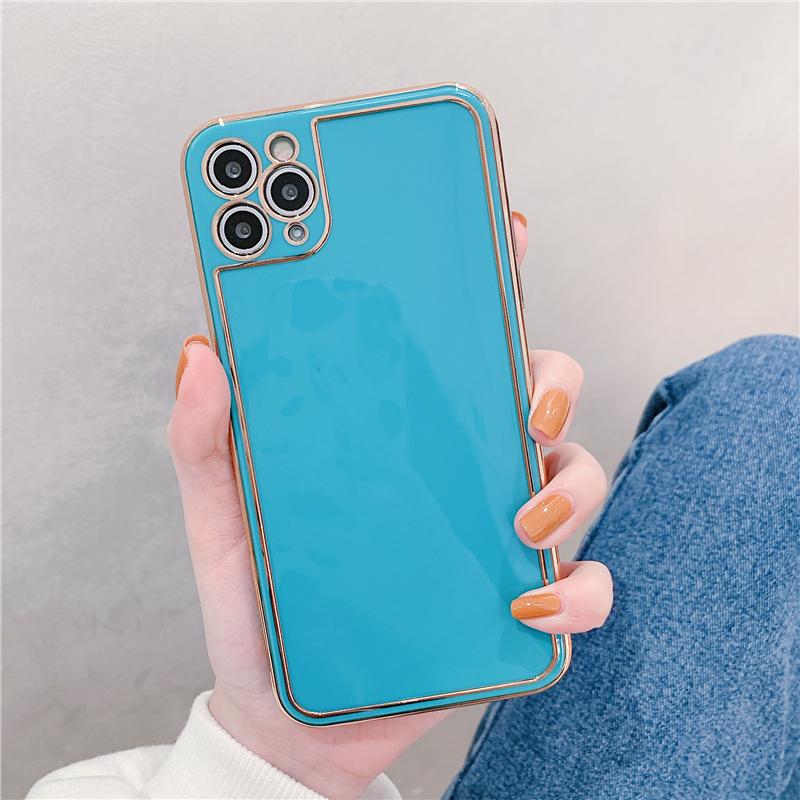 Luxury Solid Color Electroplating Soft Phone Case Back Cover for iPhone
