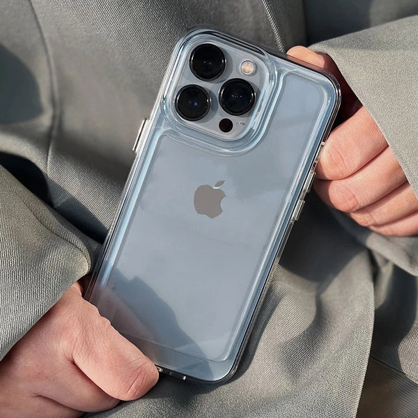 Acrylic Metal Button Camera Lens Protective Shockproof Clear Soft iPhone Case