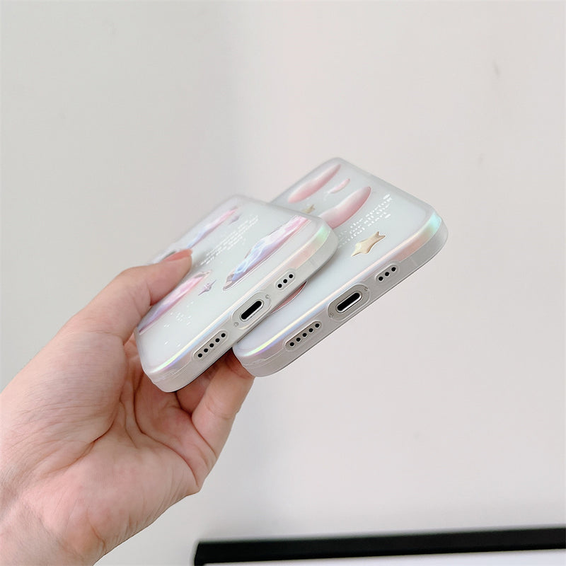 Electroplated Cloud Love Heart Colorful Soft iPhone Case