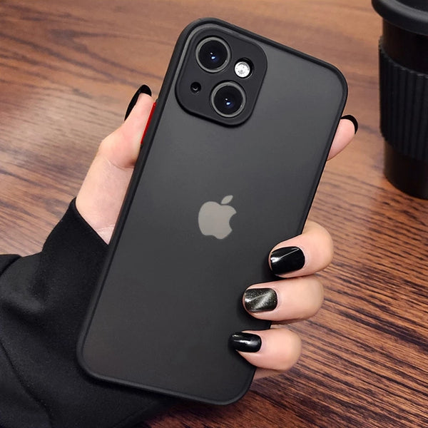 Luxury Matte Transparent Shockproof Phone Case Back Cover for iPhone
