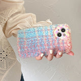 Cute Warm Coloful Grid Plush Fluffy Soft iPhone Case