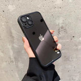 Solid Color Frame Metal Camera Lens Protection Soft iPhone Case