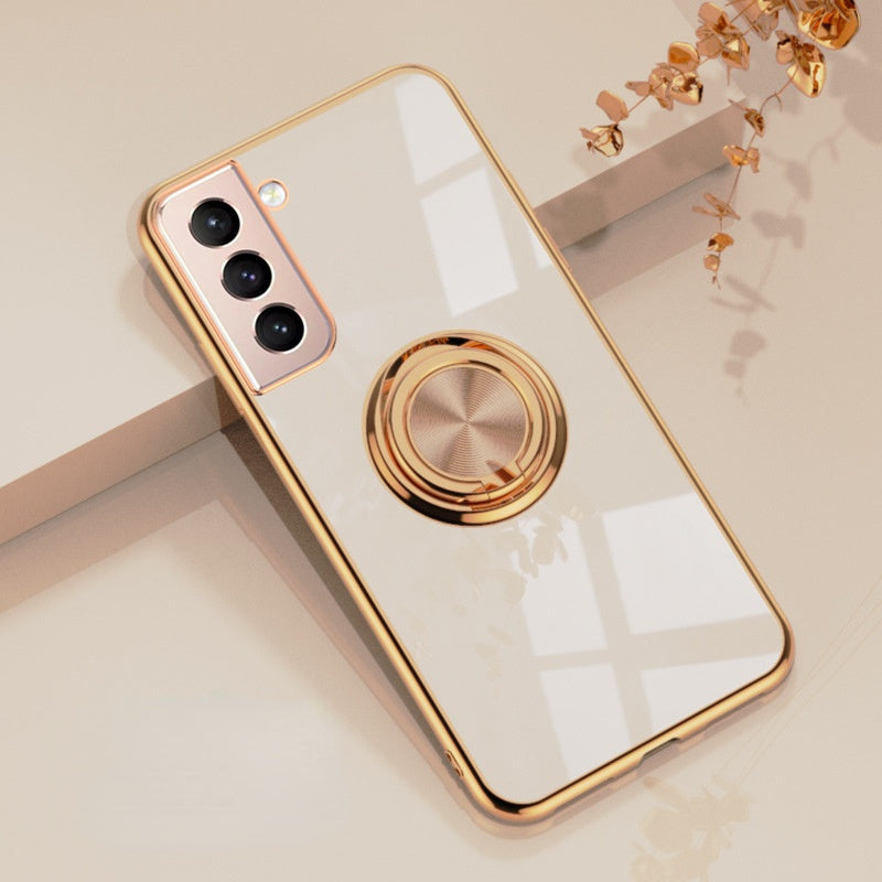 Plating Silicone With Ring Holder Stand Samsung Case