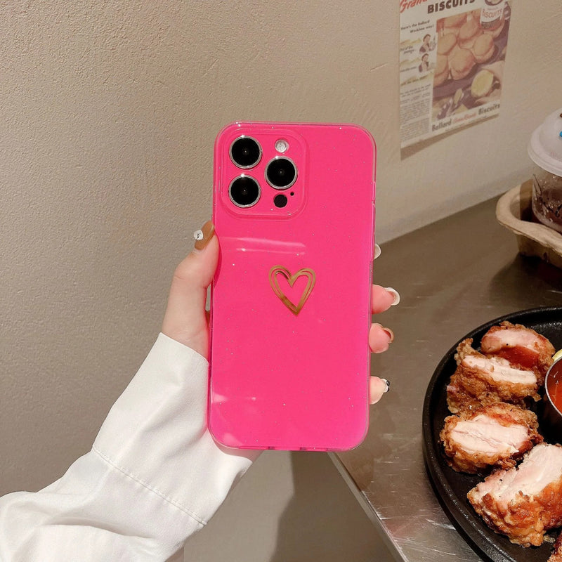 Cute Love Heart Glitter Bling Sparkling Clear Soft iPhone Case