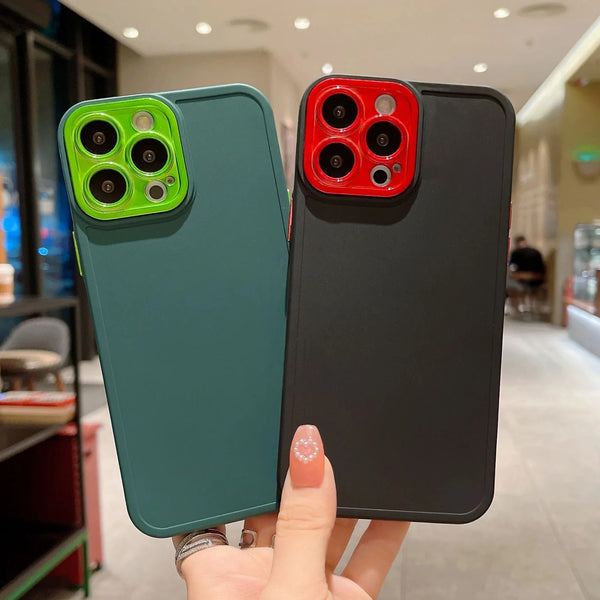 Candy Color Plating Camera Lens Protection Soft iPhone Case