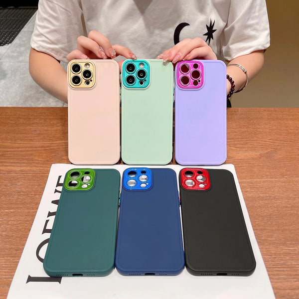 Candy Color Plating Camera Lens Protection Soft iPhone Case