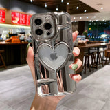 Electroplating 3D Hollow Love Heart Soft iPhone Case