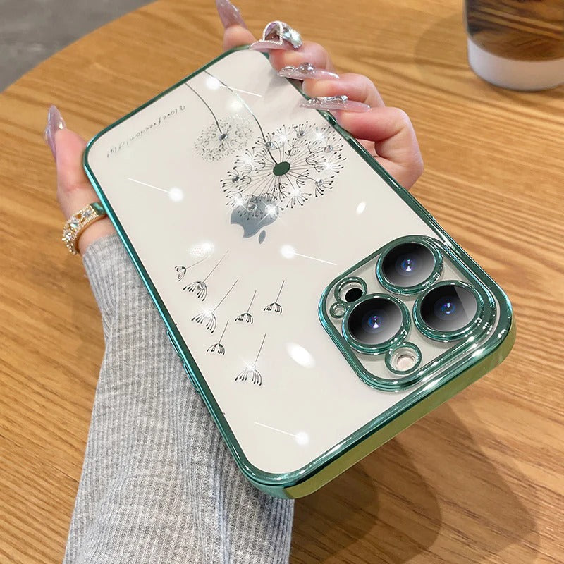 Plating Dandelion Flower Floral Frame Clear Soft iPhone Case