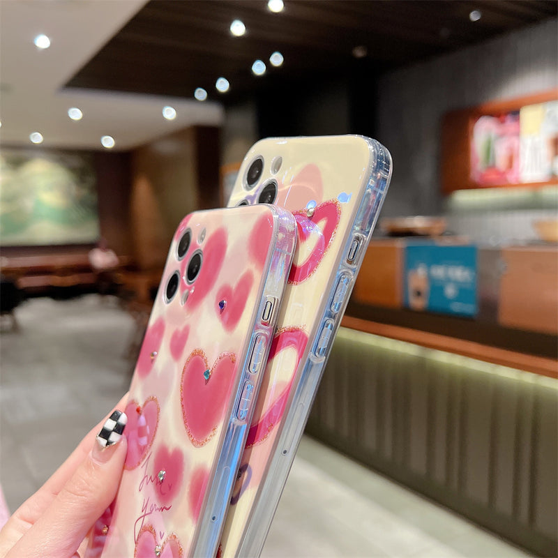 Blue-ray Love Heart Diamend Shockproof Soft iPhone Case