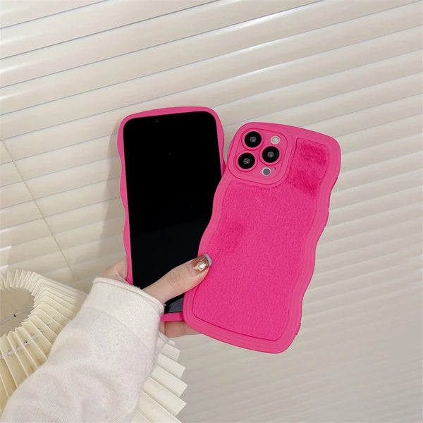 Fuzzy Furry Fluffy Plush Curly Wave Frame Soft iPhone Case