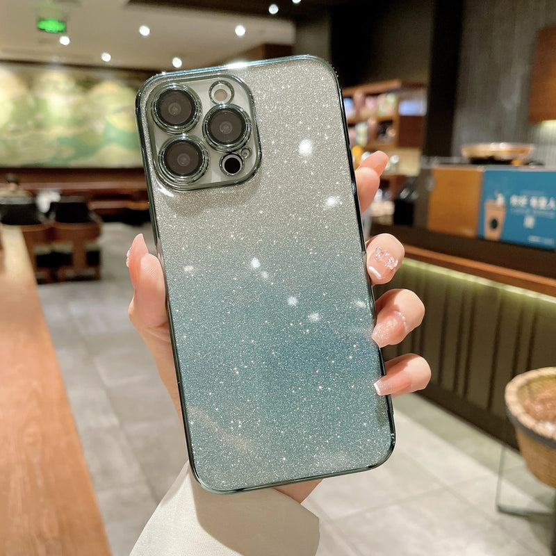 Gradient Glitter Bling Sparkling Clear Soft iPhone Case